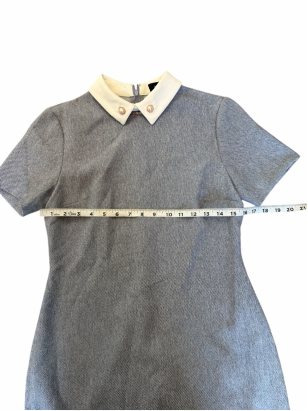 Ivanka Trump Grey Sheath Dress Pearl Collar Short Sleeve Work Office - Picture 9 of 11